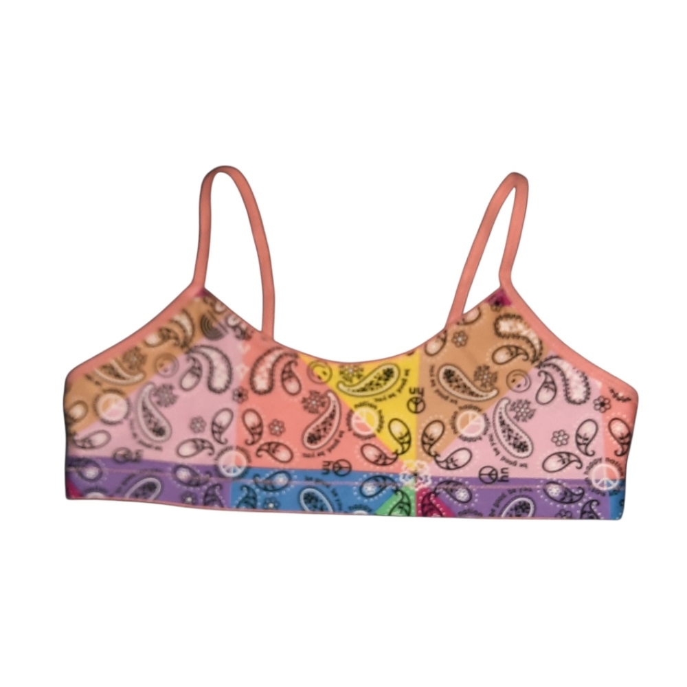 Happy Nation Girls Paisley Print Bralette Medium Size 10 NWT